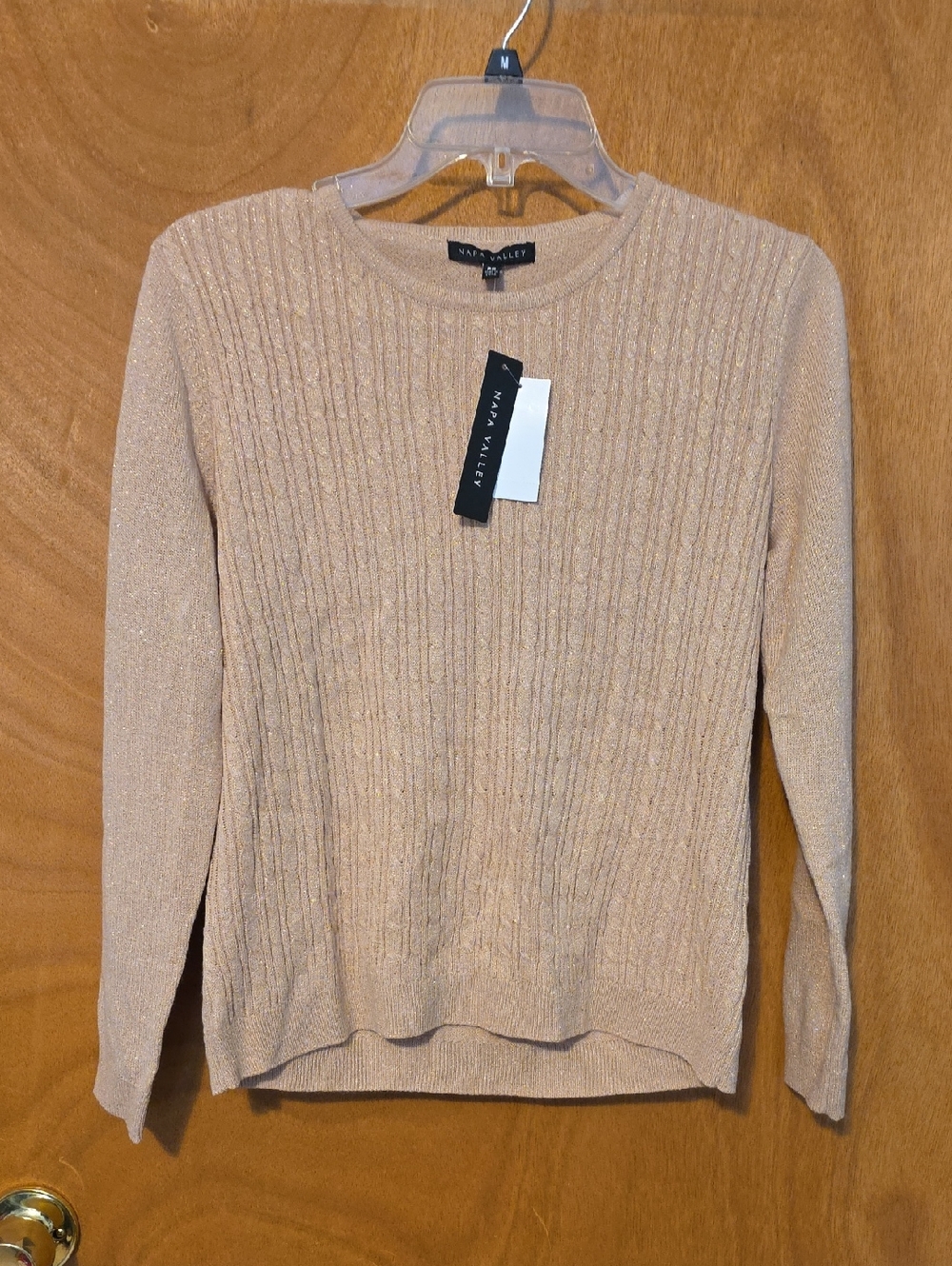 Women's Sparkle Ribbed Crewneck Sweater - Cream